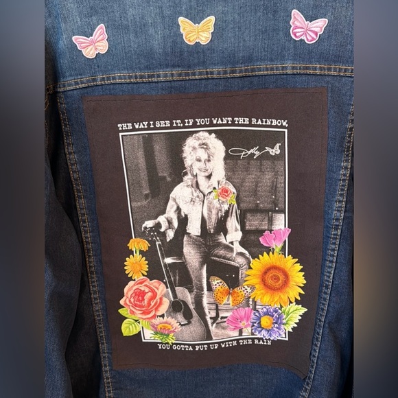 Upcycled Dolly Parton Graphic Tee on Diverso Denim Jean Jacket Size 3X CUSTOM - Picture 4 of 8